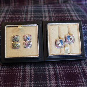 *925* Sterling Silver Hobbs & Kent Taxali Four Vices Cufflinks Set